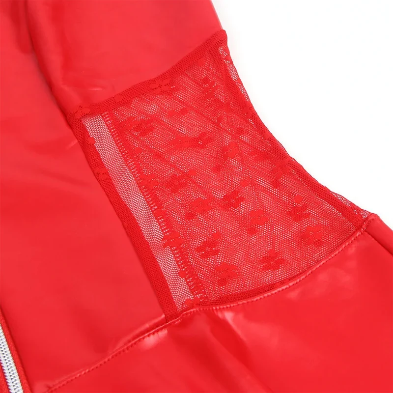 SUBBLIME - LEDERKLEID MIT SPITZENREISSVERSCHLUSS - ROT