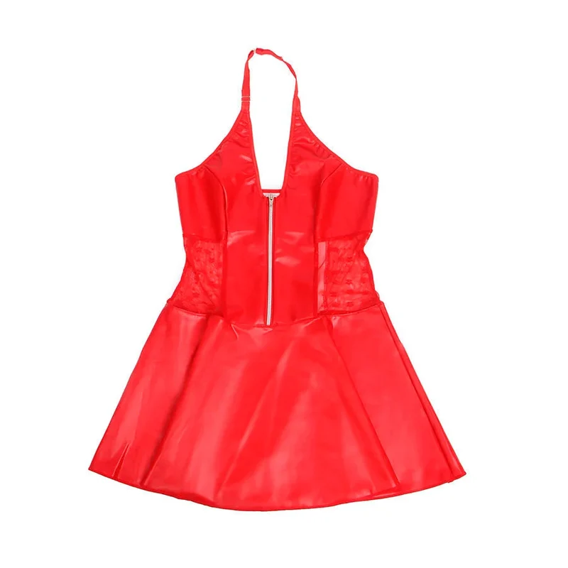 SUBBLIME - LEDERKLEID MIT SPITZENREISSVERSCHLUSS - ROT