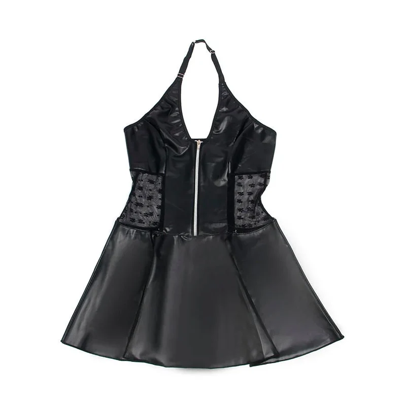 SUBBLIME - LEDERKLEID MIT SPITZENREISSVERSCHLUSS - SCHWARZ