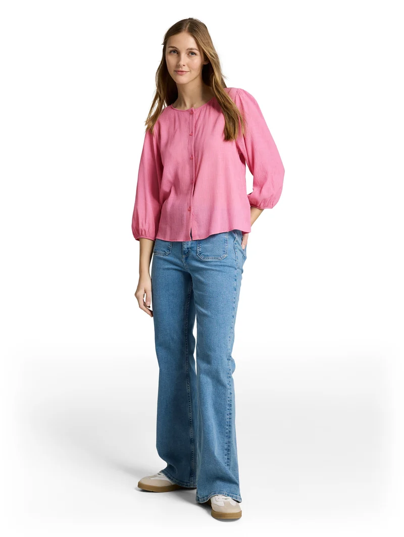 Crinkle Bluse mit Knopfleiste