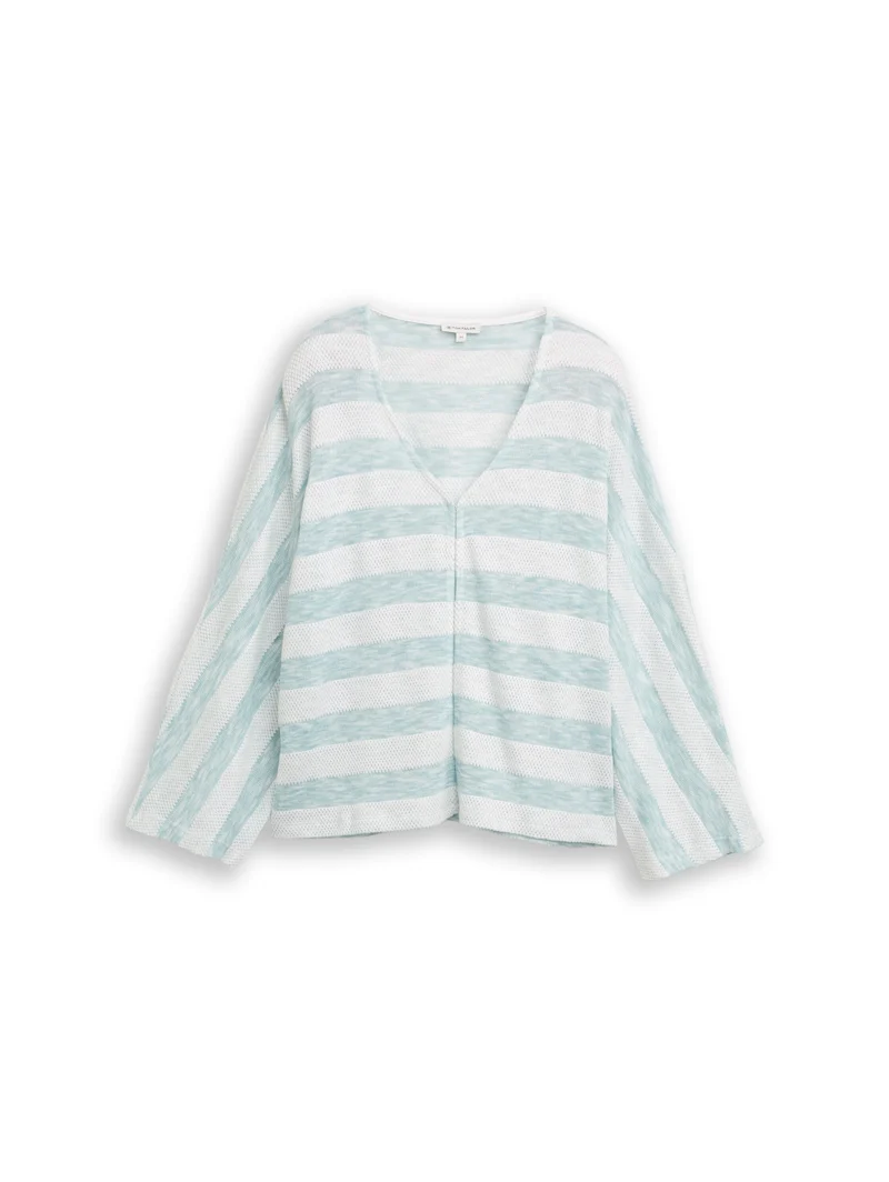 Cardigan mit V-Ausschnitt und Streifenmuster