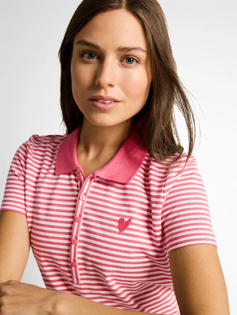 Piqué Poloshirt mit Streifenmuster