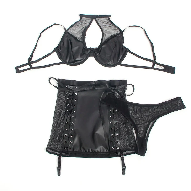 SUBBLIME - LEDER-BH UND ROCK-SET - SCHWARZ