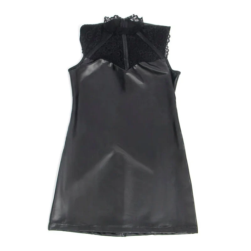 SUBBLIME - LEDERKLEID MIT SPITZENKRAGEN
