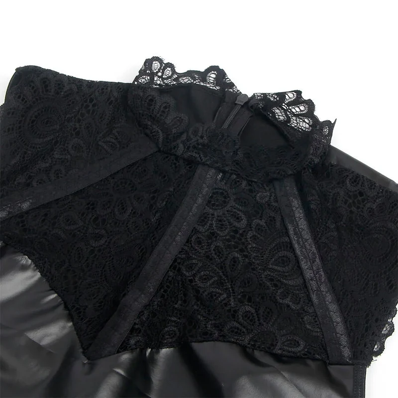 SUBBLIME - LEDERKLEID MIT SPITZENKRAGEN