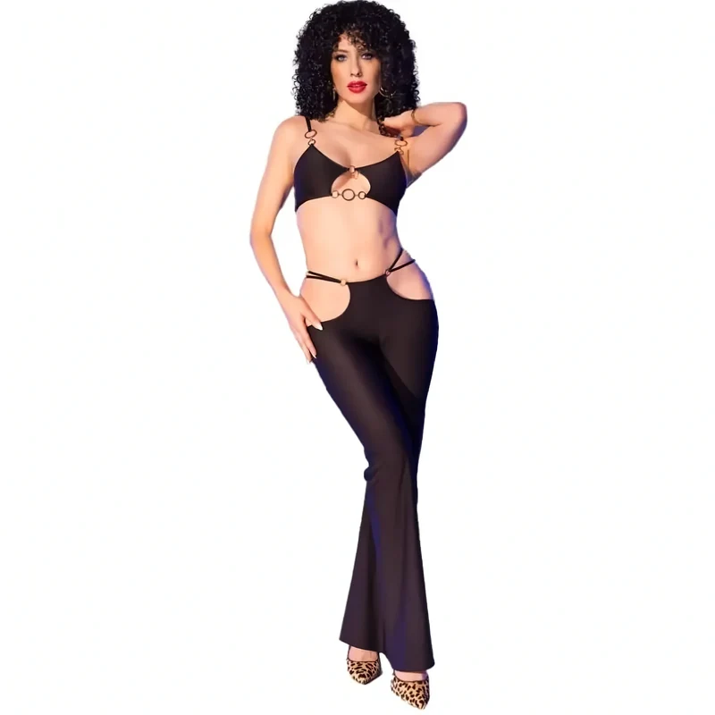 CHILIROSE - SCHWARZES SEXY TÜLL SET MIT GOLDENEN ACCESSOIRES
