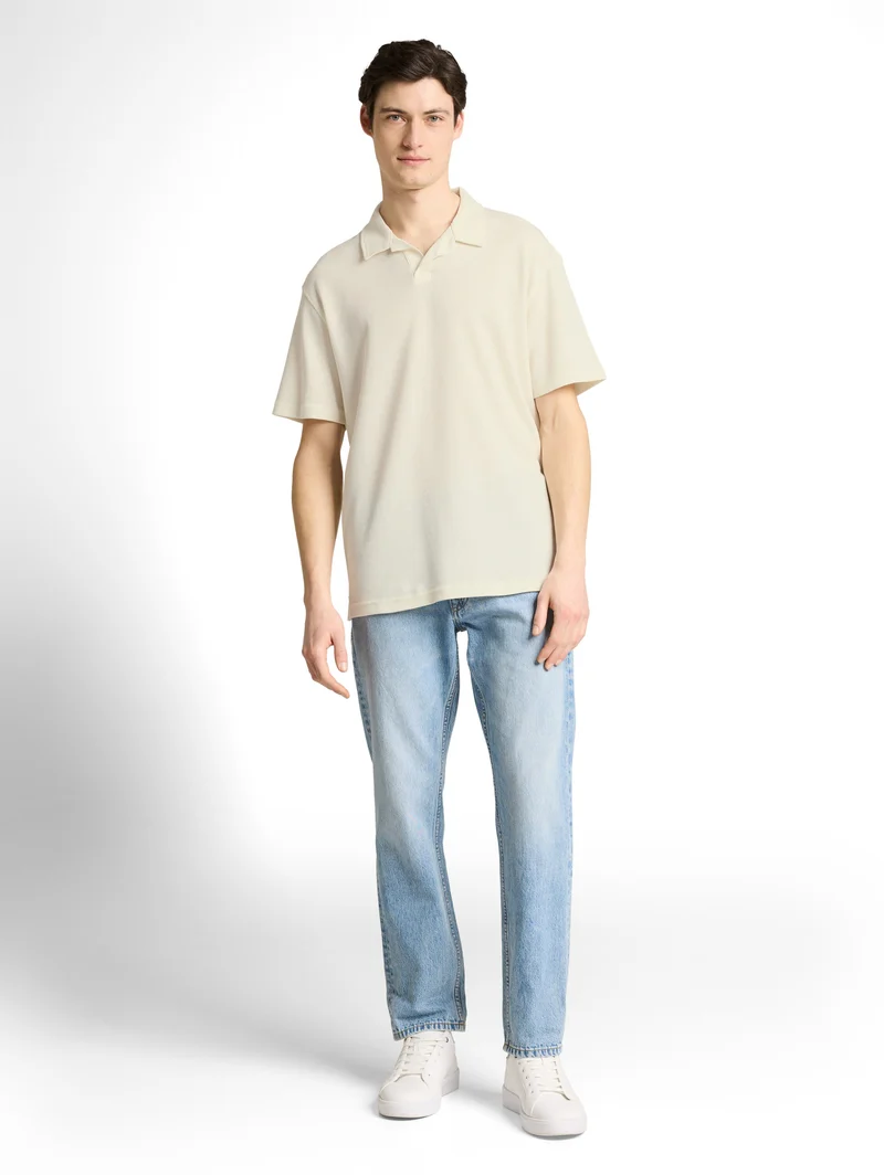 Relaxed Fit Resort Poloshirt mit Waffelstruktur