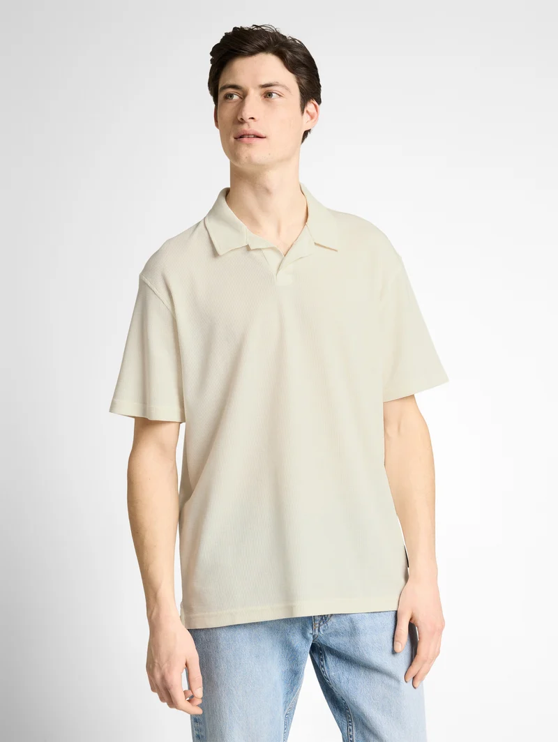 Relaxed Fit Resort Poloshirt mit Waffelstruktur