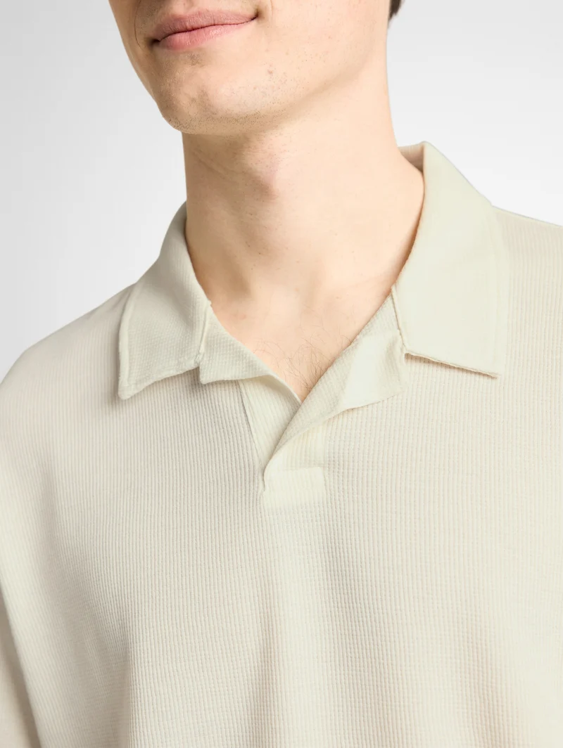 Relaxed Fit Resort Poloshirt mit Waffelstruktur
