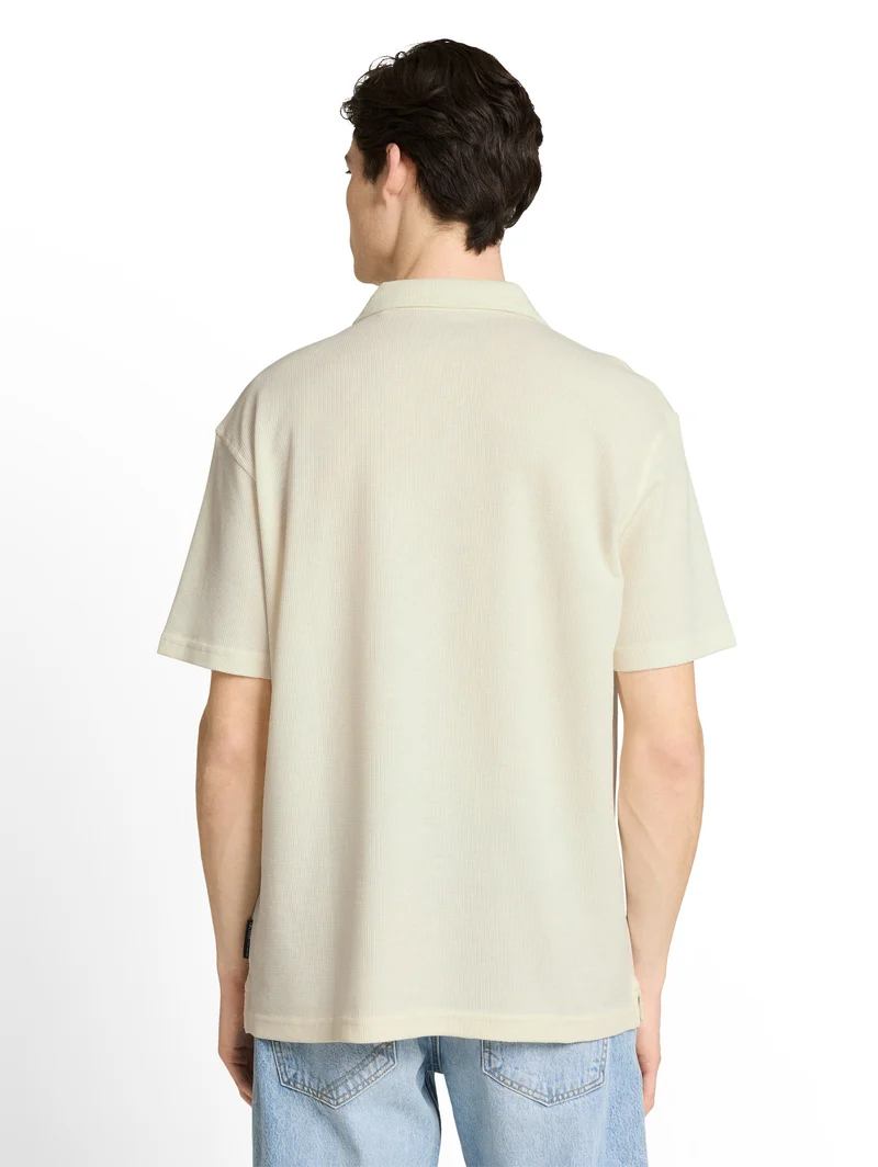 Relaxed Fit Resort Poloshirt mit Waffelstruktur