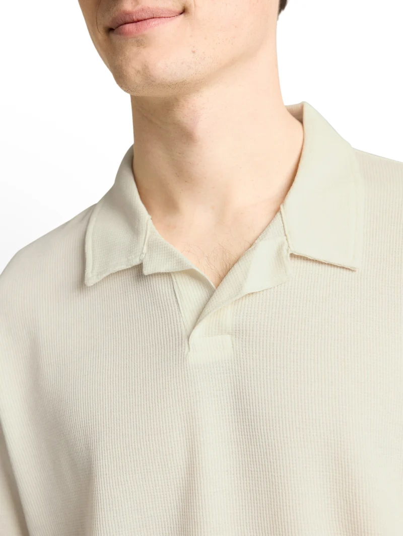Relaxed Fit Resort Poloshirt mit Waffelstruktur