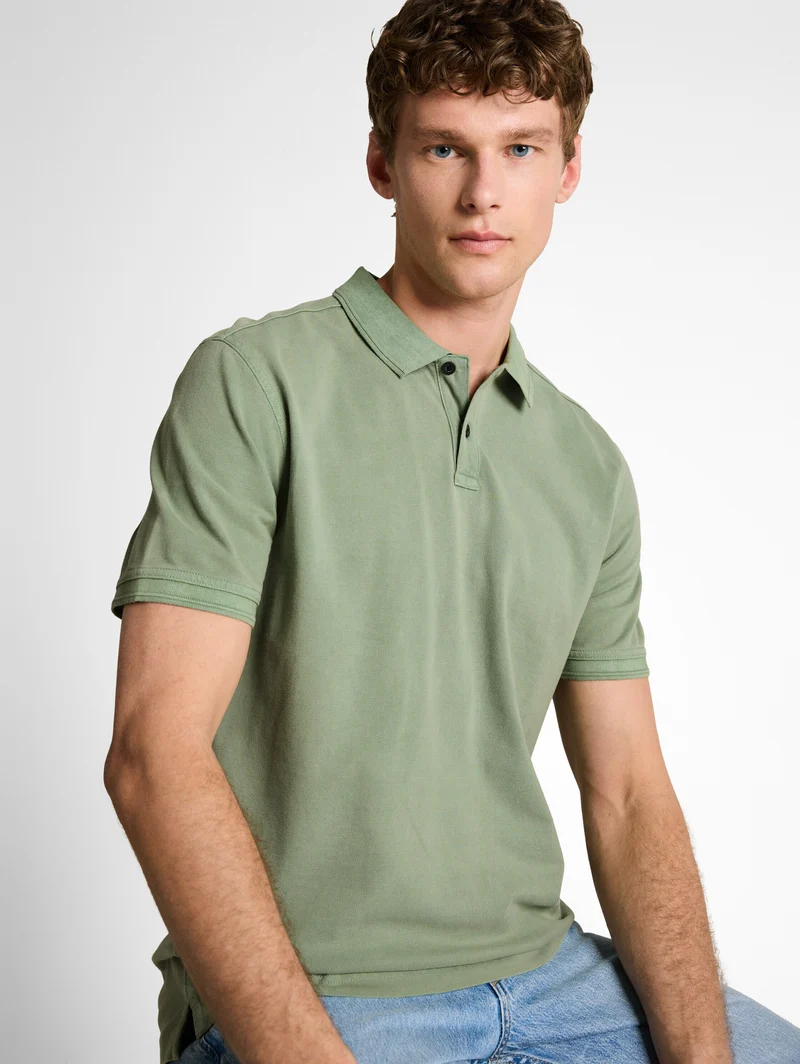 Piqué Poloshirt im Washed Look
