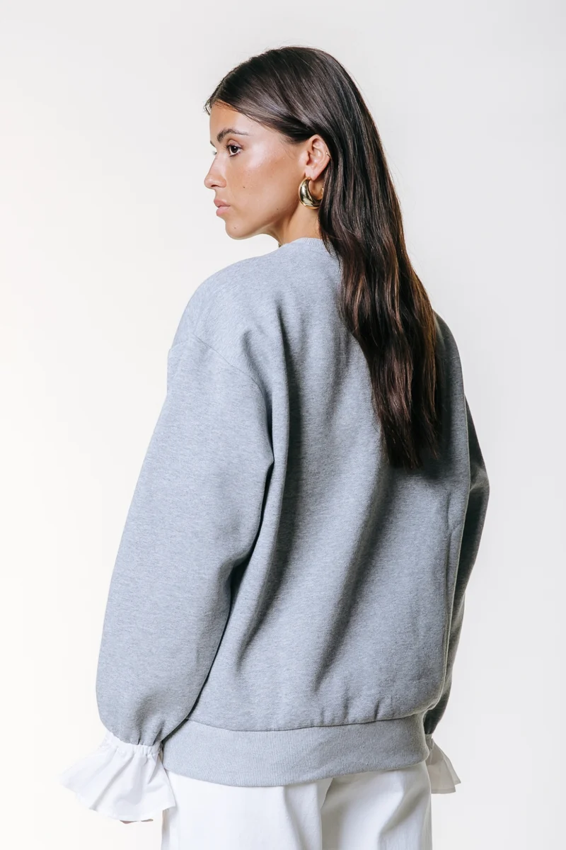 Poplin Cuff Dropped Shoulder Sweat
