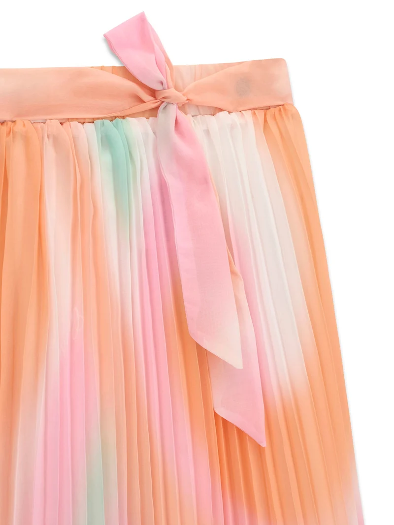 CHIFFON PLEATED WRAP SKIRT