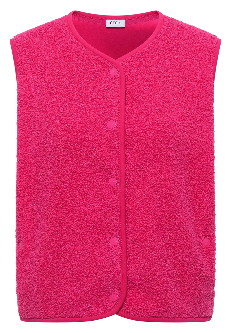 Weste aus Teddy-Material mit Rundhals
