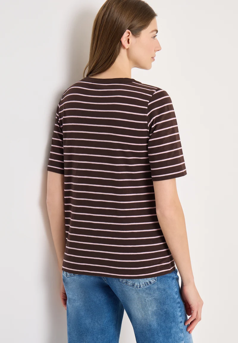 T-Shirt mit Boatneck und Streifen