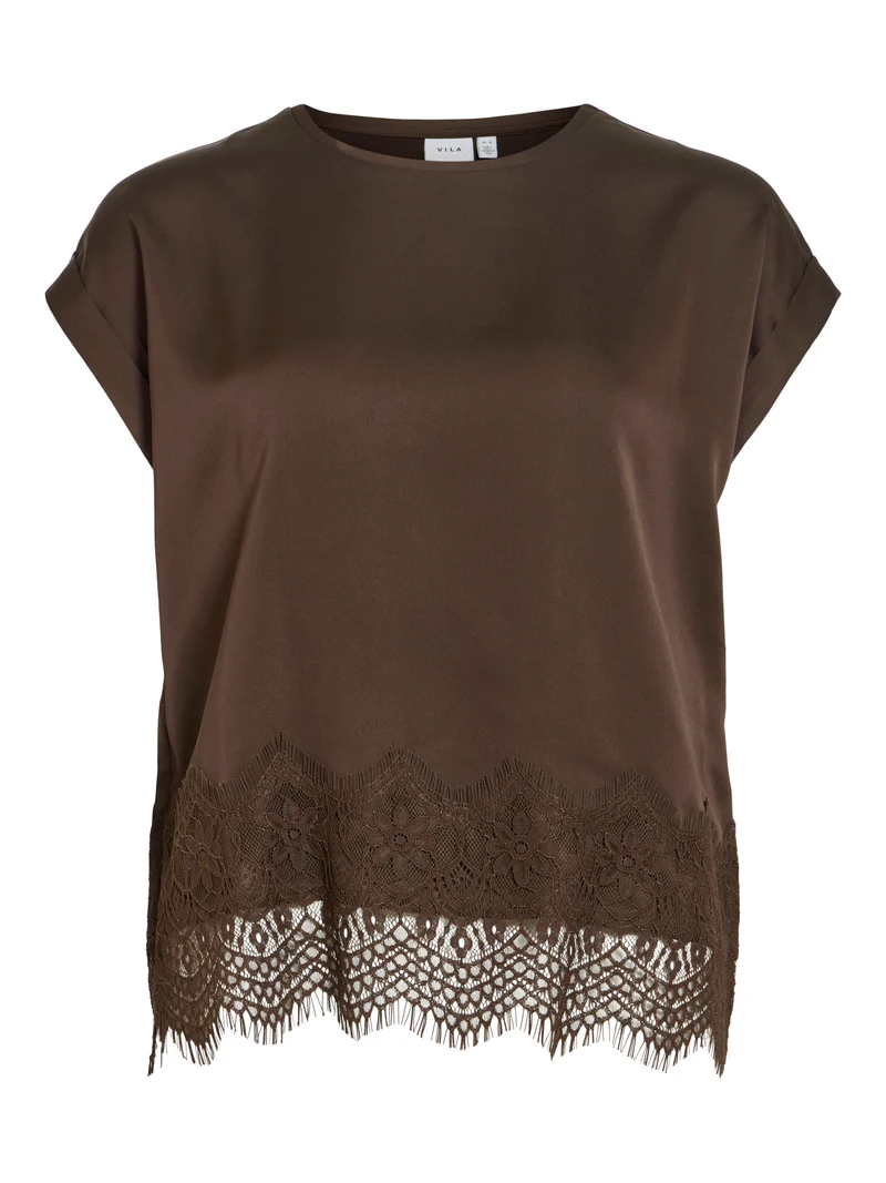 VIELLETTE S/S FULL SATIN LACE TOP - NOOS