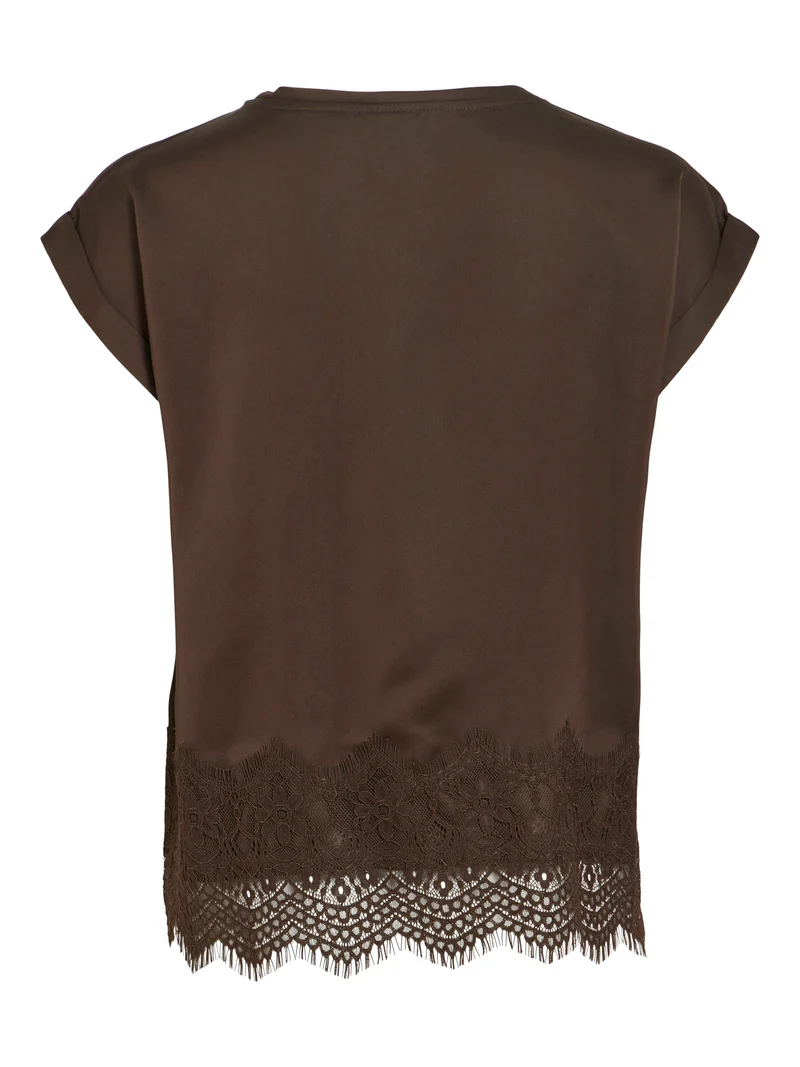 VIELLETTE S/S FULL SATIN LACE TOP - NOOS