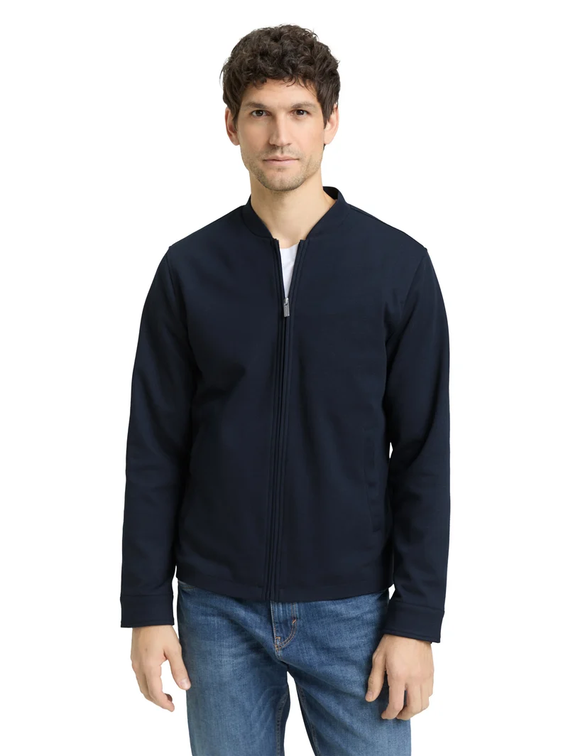 Piqué Bomberjacke mit Eingriffstaschen