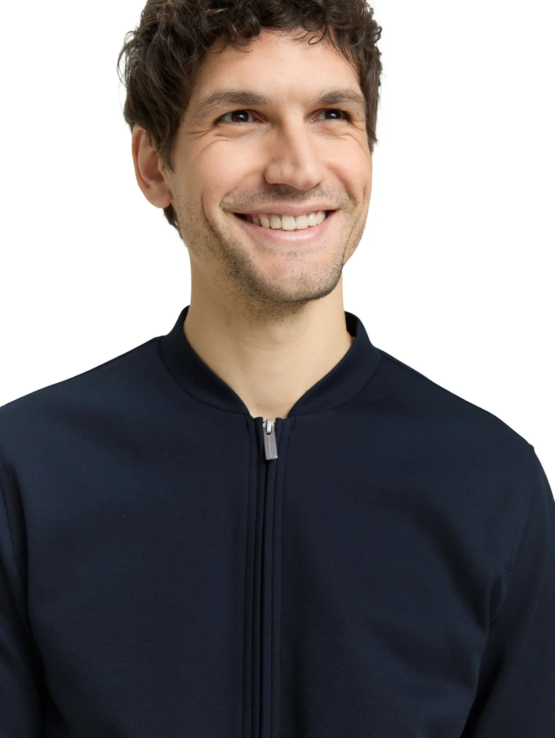 Piqué Bomberjacke mit Eingriffstaschen