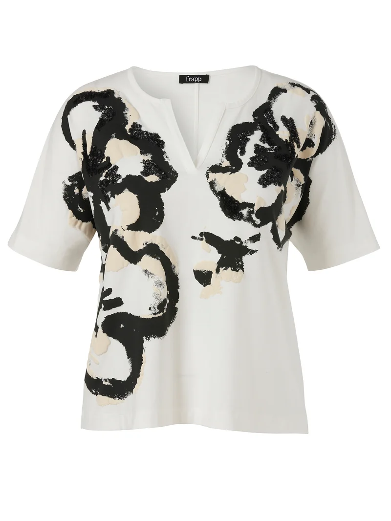 T-Shirt V-Ausschnitt 1/2 Arm Motiv