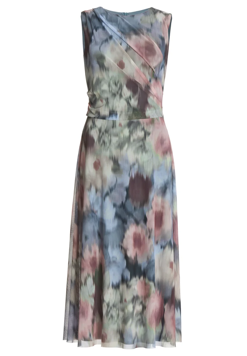 Midi Kleid aus Mesh mit Ikat Druck