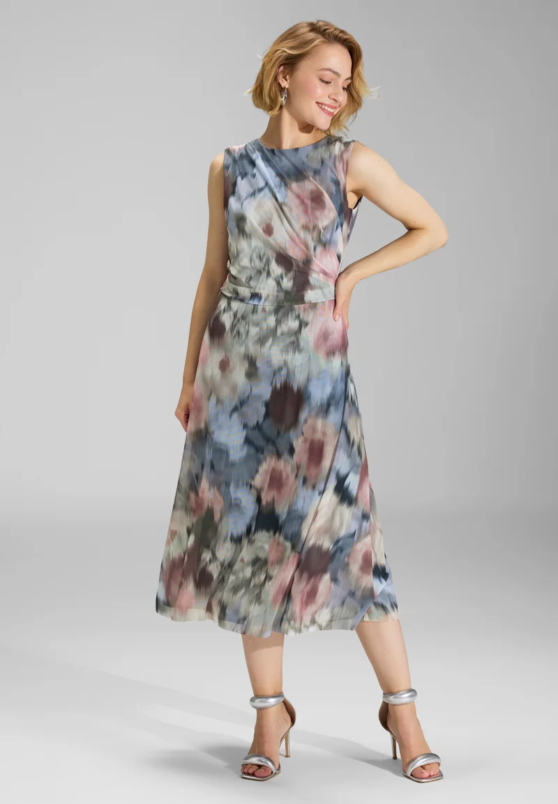 Midi Kleid aus Mesh mit Ikat Druck