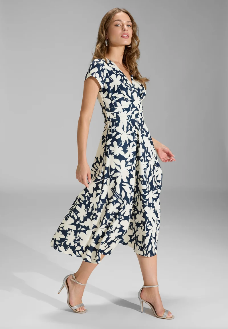 Midi Kleid aus bedrucktem Scuba