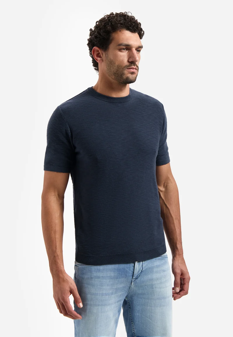 Pullover Short Sleeve Crew Neck Slub