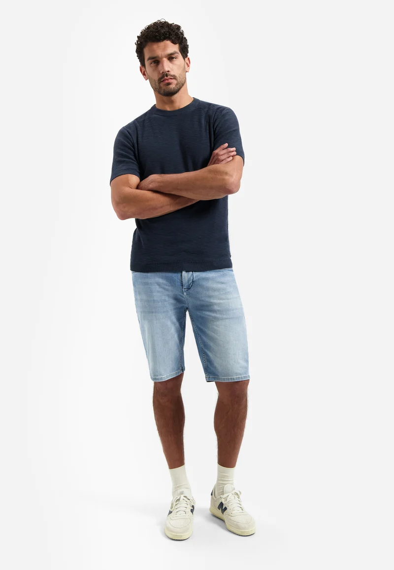 Pullover Short Sleeve Crew Neck Slub