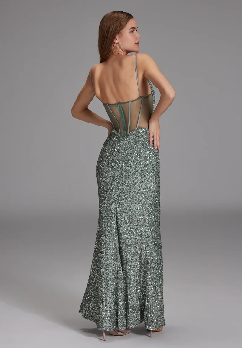 Slipdress mit transparenter Rückenpartie