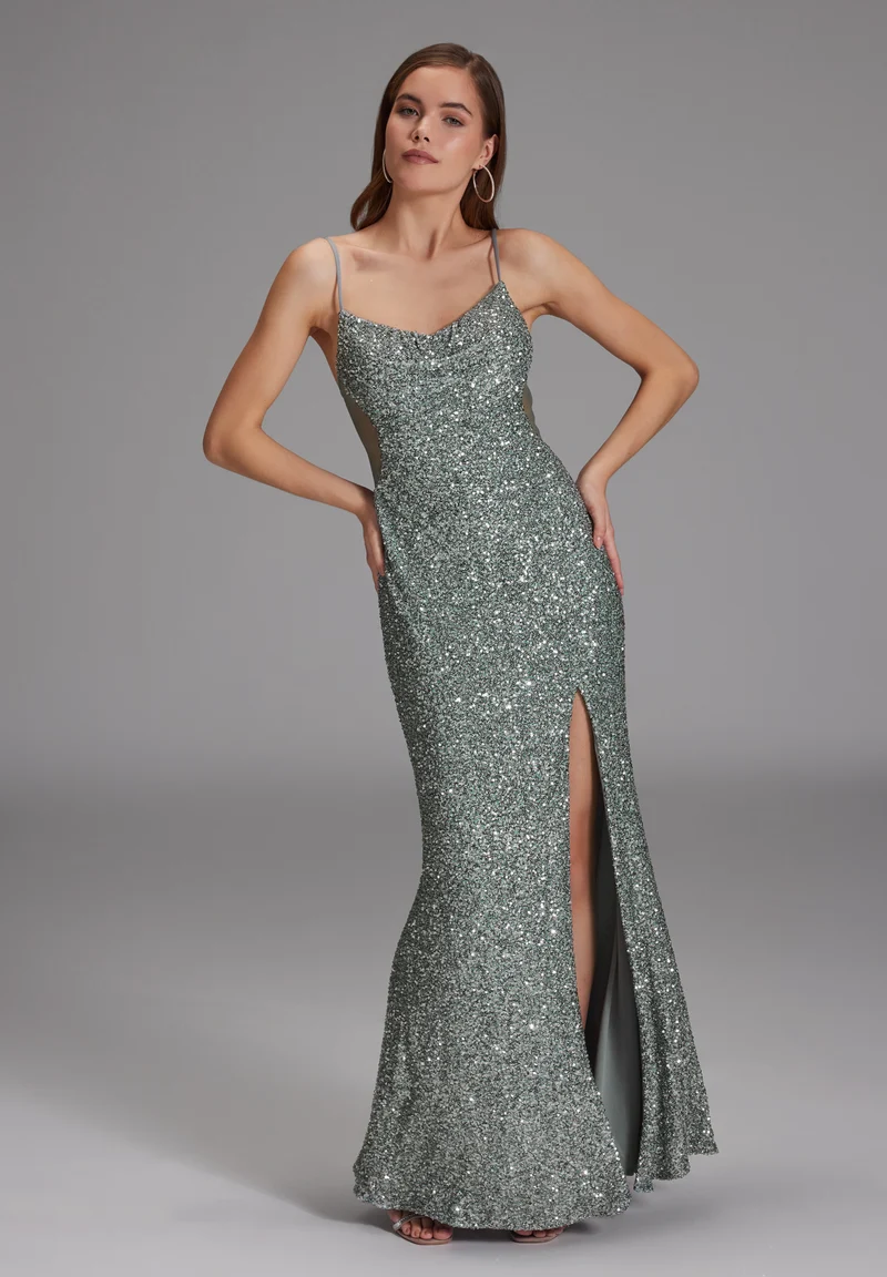 Slipdress mit transparenter Rückenpartie
