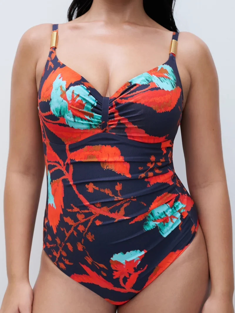 Chantelle Swimwear – Icon Covering Bügel-Badeanzug Tintenblumen
