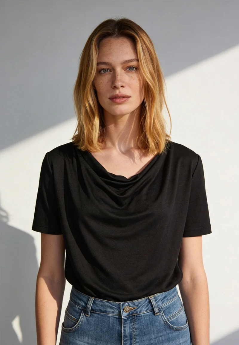 Shirt mit Wasserfall-Ausschnitt