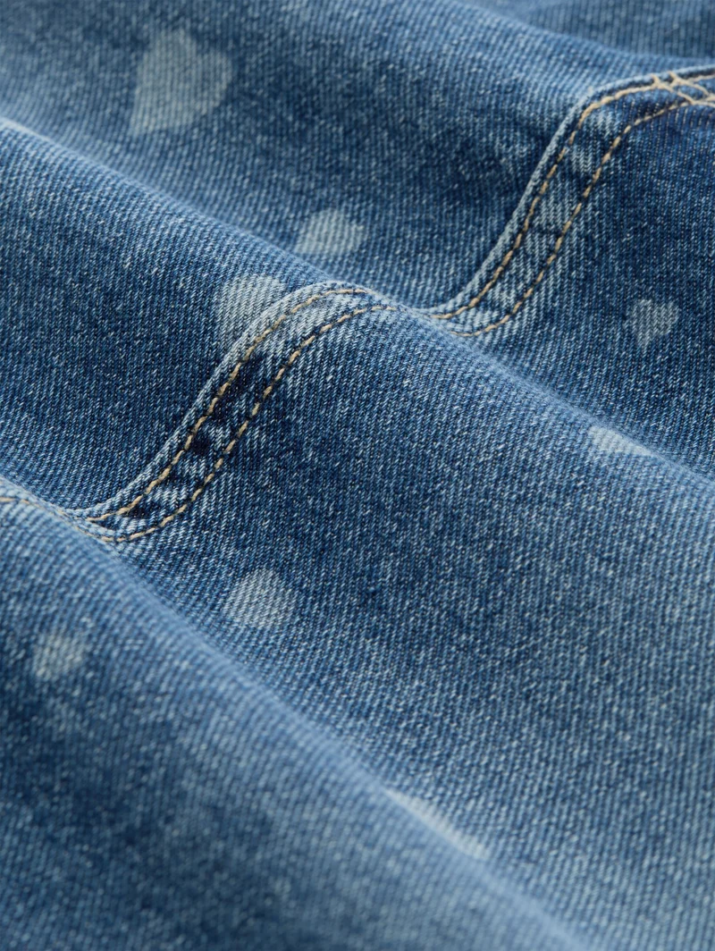 Mini-Jeansrock mit Herz-Print