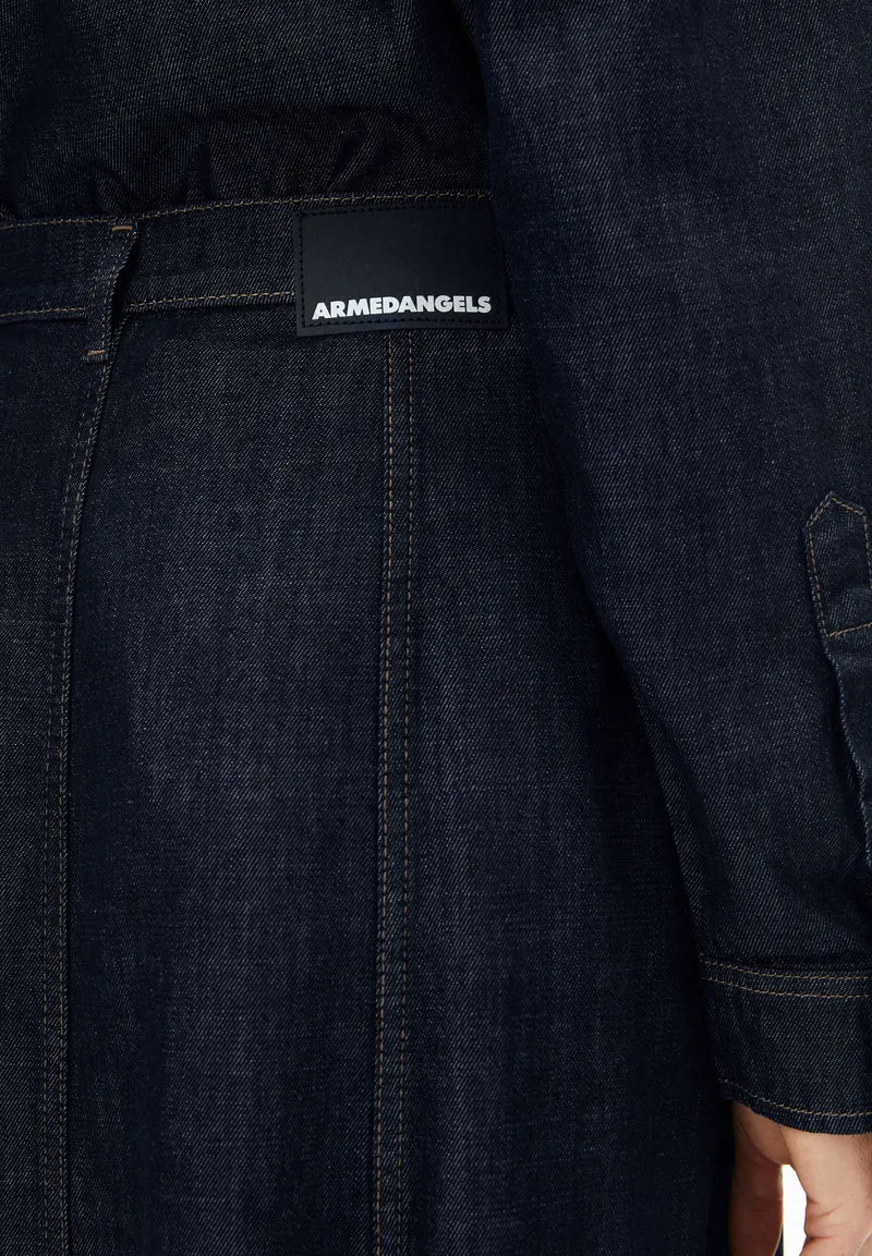 PANELLED DENIM MIDI SKIRT