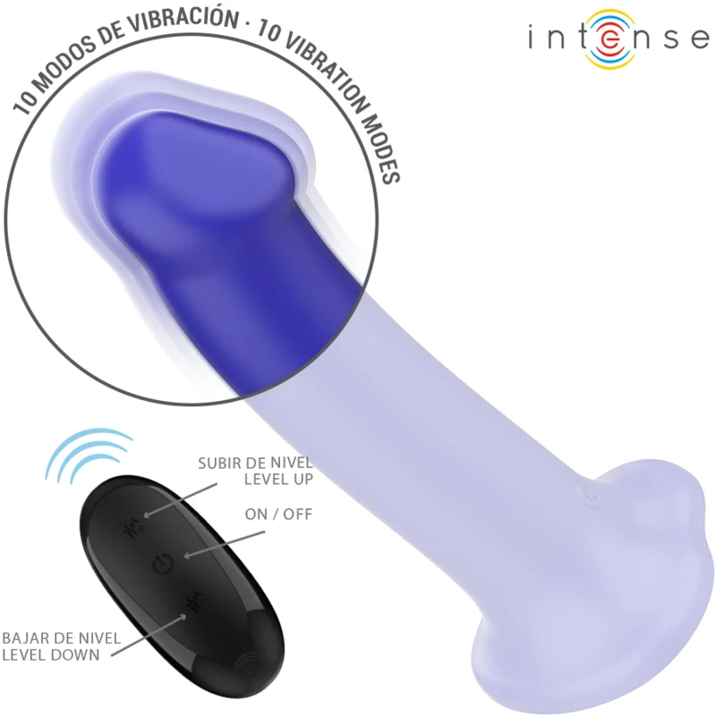 INTENSE - VICTORIA VIBRATOR MIT SAUGNAPF 10 VIBRATIONEN DUNKELBLAU FERNBEDIENUNG