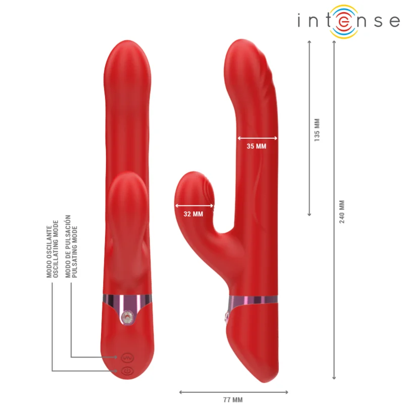 INTENSE - LELE MULTIFUNKTIONSVIBRATOR ROTIEREND & OSZILLATION & STIMULATION ROT