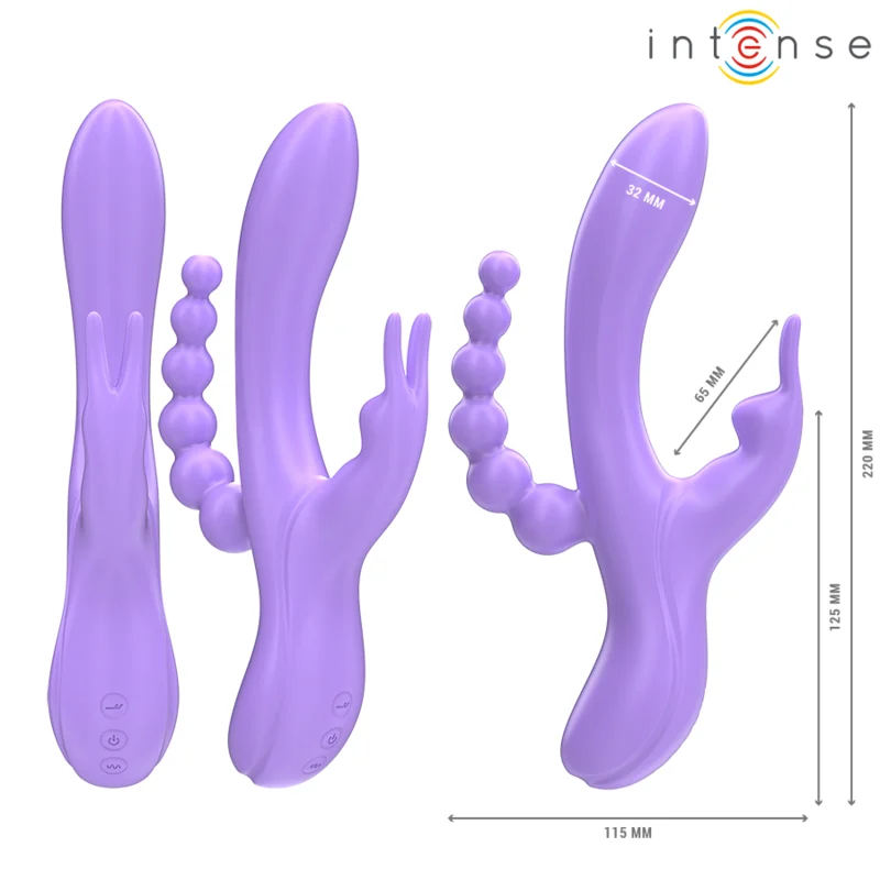 INTENSE - MIKO DREIFACHVIBRATOR RABBIT & STIMULATOR & ANAL 7 VIBRATIONEN LILA