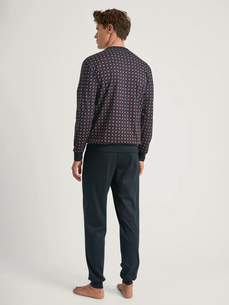 HERREN Pyjama mit Bündchen, dark sapphire