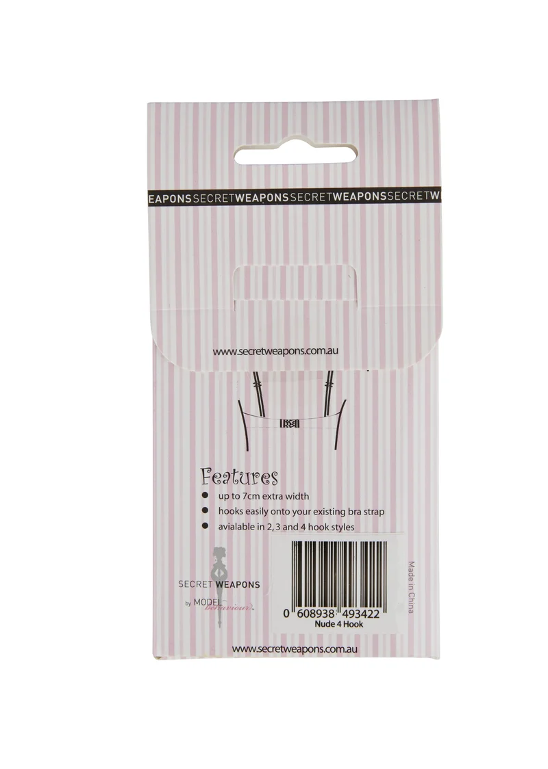 Secret Weapons - Bra Bits 3er-Pack BH-Verlängerungen 3 Haken Schwarz, Hautfarben & Weiß
