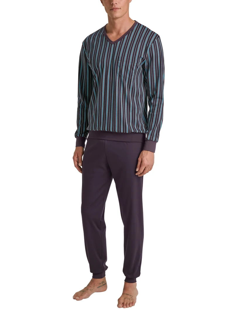 HERREN Pyjama mit Bündchen, plum