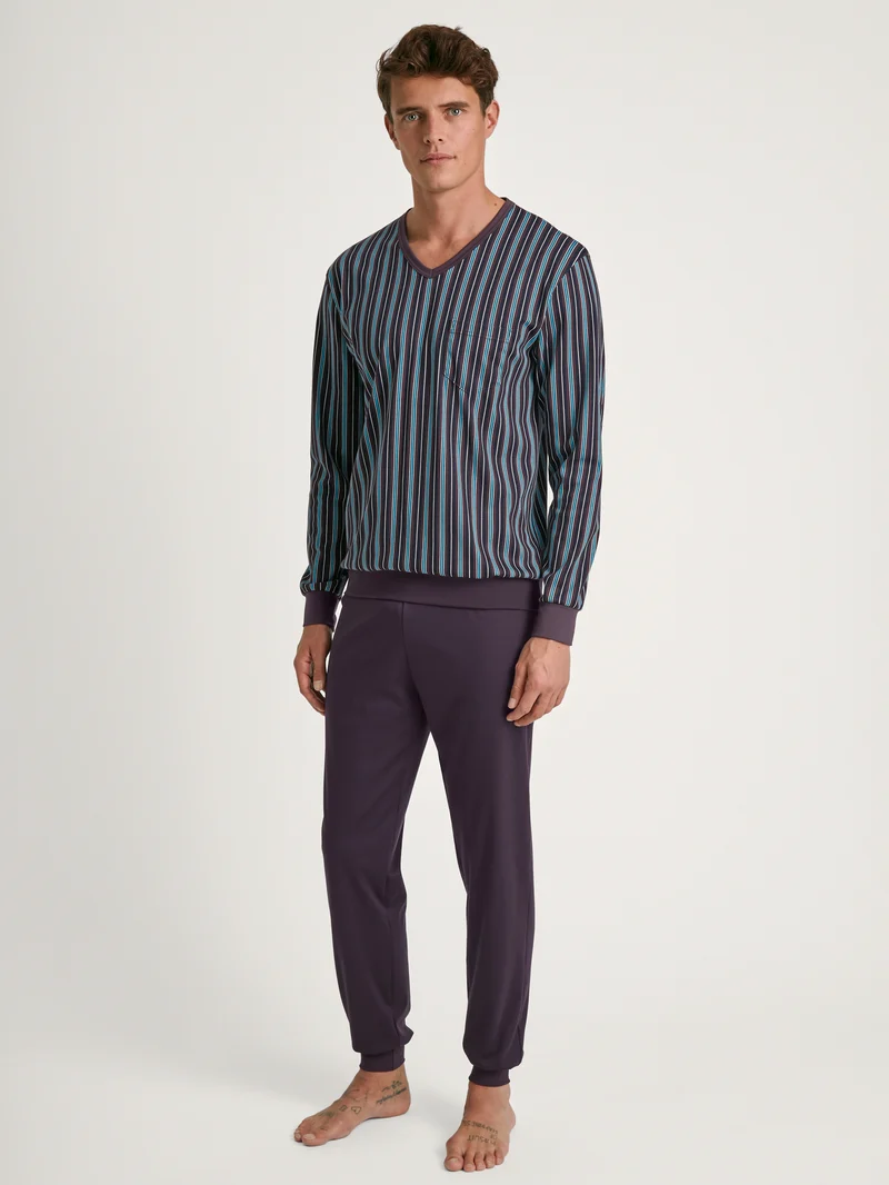 HERREN Pyjama mit Bündchen, plum