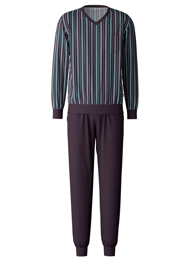 HERREN Pyjama mit Bündchen, plum