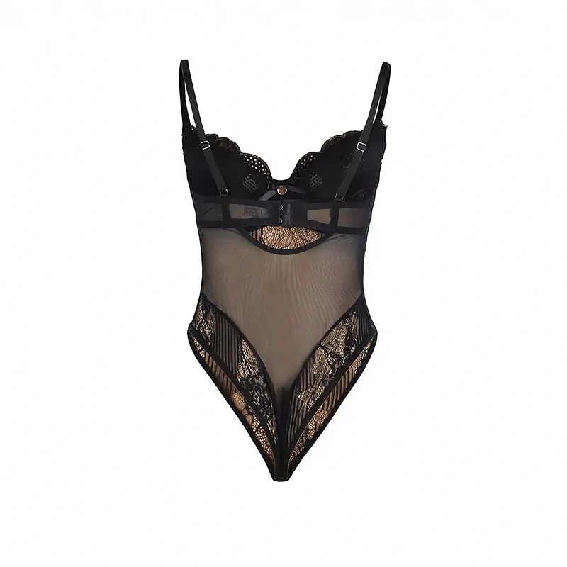 SUBBLIME – 955618 Spitzen-Bodysuit mit Push-Up & Schritt mit Verschluss