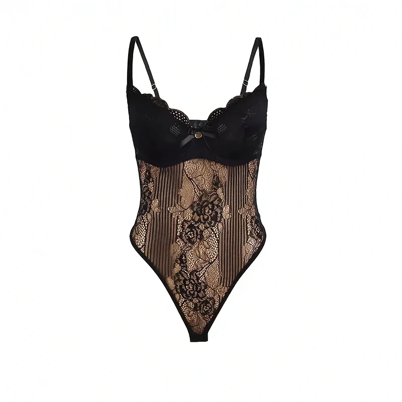 SUBBLIME – 955618 Spitzen-Bodysuit mit Push-Up & Schritt mit Verschluss