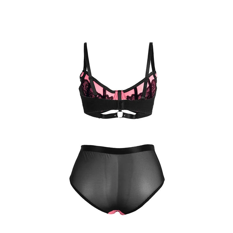 SUBBLIME - 955571 ROSA LACKLEDER MESH ZIPPER BH-SET S/M