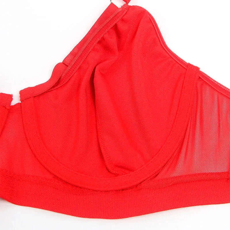 SUBBLIME - 955250 ROTER BONDAGE-BH MIT STRUMPFBAND-SET S/M