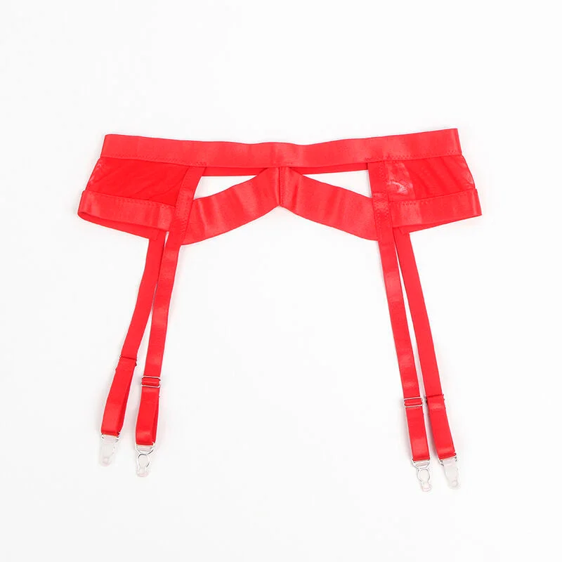 SUBBLIME - 955250 ROTER BONDAGE-BH MIT STRUMPFBAND-SET S/M
