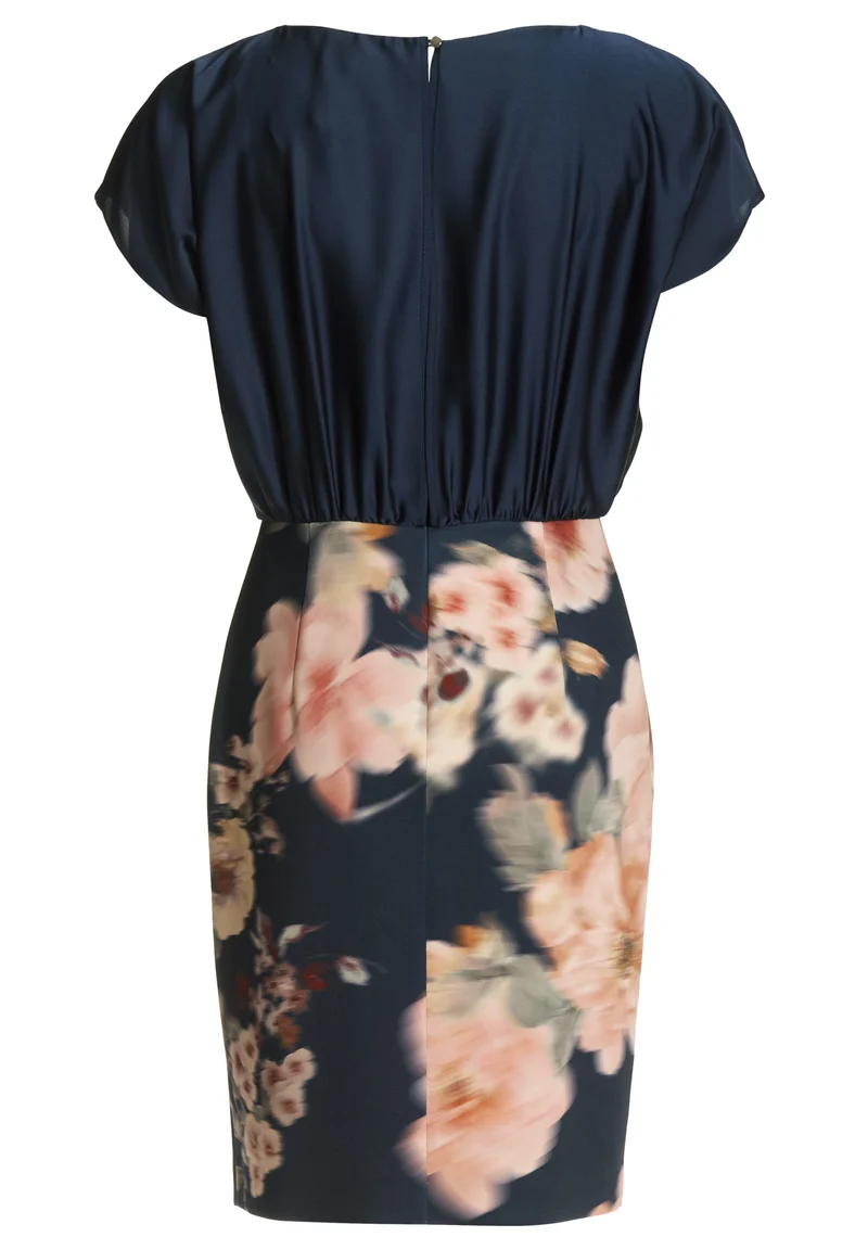 Etuikleid aus floral bedrucktem Scuba und Satin Top